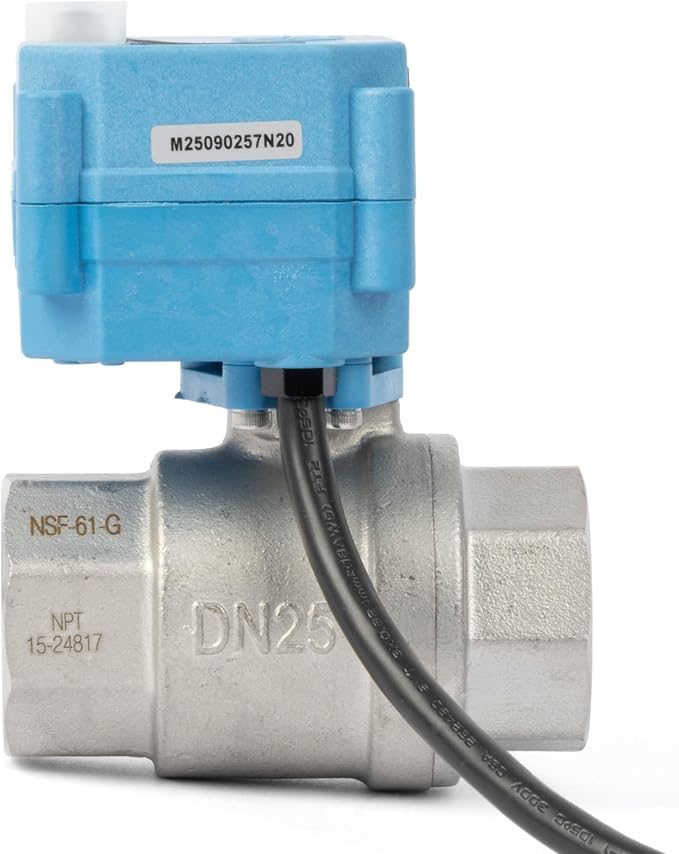 U.S. Solid 1 inch NPT 304 Stainless Steel Motorized Ball Valve - Plastic Electrical Ball Valve, 2 Wire Auto Return, AC 110~230V, Normally Closed, IP67, NSF Certified