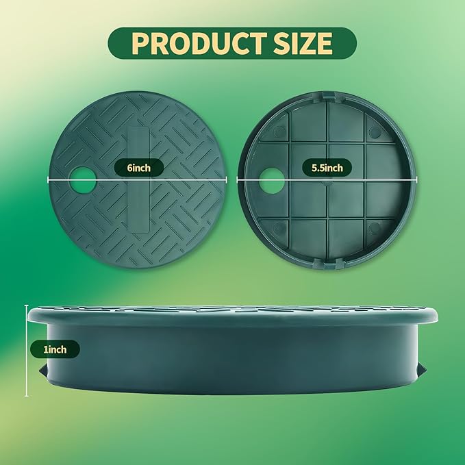 2PCS Sprinkler Valve Cover，ID 5.5" OD 6" Sprinkler Irrigation Valve Box,Valve Box Cover Lid for Outdoor Sprinkler Irrigation Control Water System Lawn,Ideal for Irrigation Systems & Landscaping