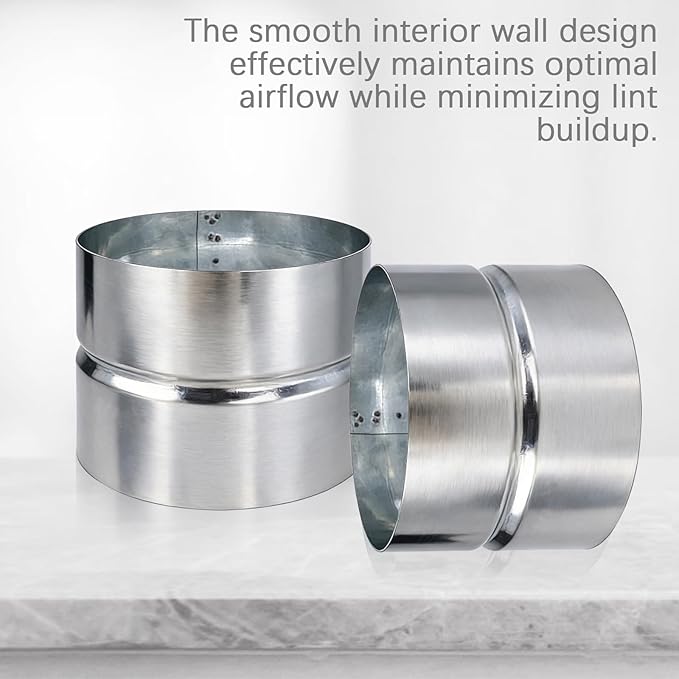 4 Inch Galvanized Metal Vent Duct Connector，Dryer Pipe Connection for Metal Dryer Coupler and Hose Coupling, Vent Extension 2PCS