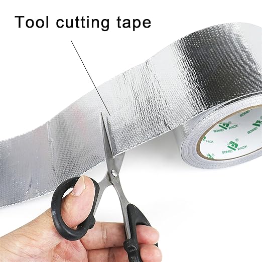 BOMEI PACK Adhesive Aluminum Foil Heat Shield Tape 2 Pack Barrier Fiberglass Thermal Insulation Reflective Material High Temp Protection (3Rolls 3inch)