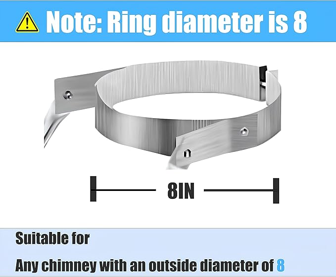 2025 Update Silver Plated High-End Ebusin 8" Extended Roof Bracket Supports Chimney Stove Pipe for DuraVent Triple Wall 4" I.D ,Suitable for All Outer Diameters of 8", Stability Against Wind & Snow