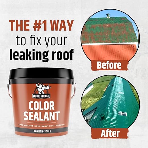 Liquid Rubber Color Waterproof Sealant - Elastomeric Roofing Coating for Flat or Slope Roofs & Foundations - DIY Paint & Leak Repair Membrane Compatible with Metal & Concrete - Medium Gray, 1 Gallon
