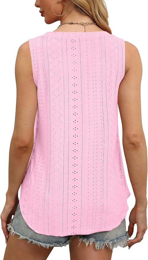 OFEEFAN Womens Tank Tops V Neck Sleeveless Flowy Loose Fit Basic Casual Summer Tops