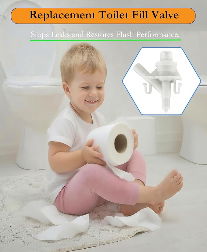Upgraded RV Toilet Water Valve Replacement Kit Compatible with RV Toilet 300, 310, 320, Includes 385311641 Water Valve & 385311658 Toilet Seal, for Camper/Travel Trailers Pedal-Flush Toilet