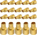 (20-Pack) PEX Fittings, Pex 1/2"x1/2" Female Sweat Copper Adapter, Brass Crimp Fittings, PEX Tubing Pipe Plumbing, ASTM F1807(PEX1807127-20Pack)
