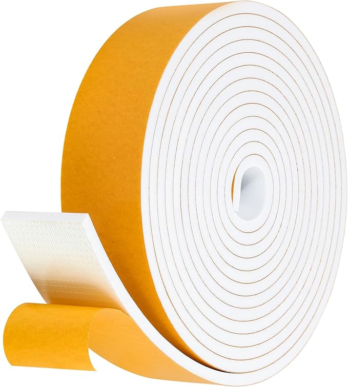16Feet Weather Stripping Seal (2 Inch X 1/4 Inch) for Door Window, High Density Foam Tape, Soundproofing, Insulation Strip, Door Sealers for Door Frame- White