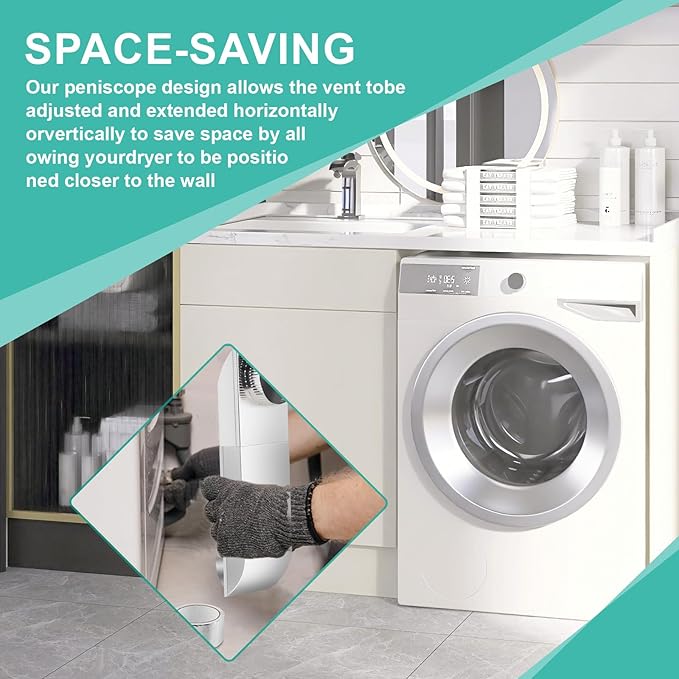OEM Upgraded 304 stainless steel Dryer Vent,adjustable dryer vent Fit for Whirlpool and all 4in Dryer Vent Outlet,dryer vent kit for tight spaces,Periscope dryer vent,12-19 in telescoping dryer vent