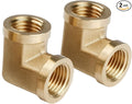 U.S. Solid 2pcs 90 Degree Barstock Street Elbow Brass Pipe Fitting 1/4" NPT Female Pipe to 1/4" NPT Female