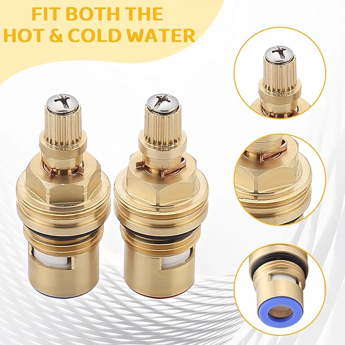 Faucet Cartridge Replacement Parts Compatible with Rohl 9.13145, 9.13146, Fit for Kitchen Bathroom Faucet Shower Stems Replacement Valves Cartridges 2 Pack(Cold + Hot)