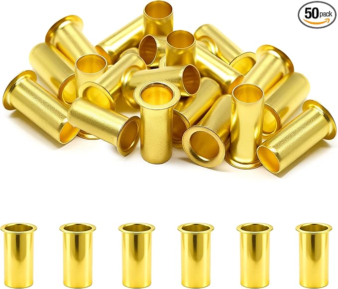 Siptenk 50PCS Brass Compression Tube Inserts for OD 1/2", Insert Tube Support Compression Sleeve Fitting, Sleeve Ferrules for Oil Water Air Pipe