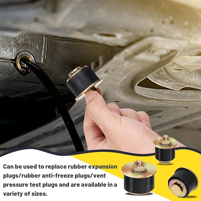 14Pcs 7 Sizes Neoprene Rubber Expansion Plug, 1-1/2'', 1-3/8'', 1-1/4'', 1-1/8'', 1'', 7/8'', 3/4'' Automotive Rubber Expandable Freeze Plugs Fit Hole Size: 3/4"~1-1/2" (19mm~38mm)