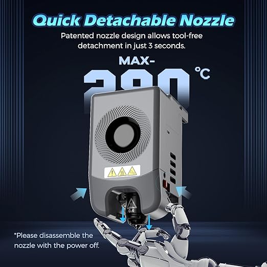 FLASHFORGE Adventurer 5M Nozzle, 0.4mm 280℃ High Flow 32mm³/s Nozzle for Stable High-Speed Printing, Adventurer 5M Pro Hotend, 3S Quick-Detachable Nozzle