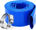 DAVCO 3" x 25 ft Pool Backwash Hose, 3” Diameter and 5” Flat Wide Heavy Duty Reinforced Blue PVC Lay Flat Water Discharge Pump Hoses For Swimming Drain Pools and Clean Filters,with 1 Clamp