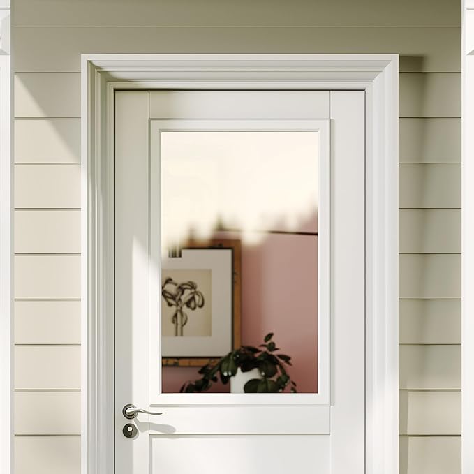 Entry Door Glass Inserts Replacement, 22" x 36", 1-Lite Clear Tempered Glass Insert Kit with White Frame, for Exterior Front Door.