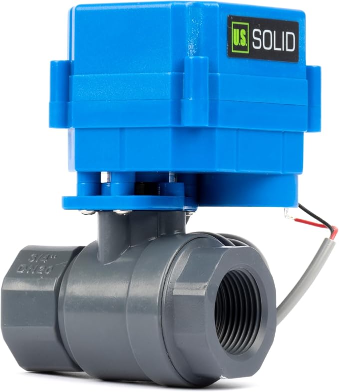 U.S. Solid 3/4 inch UPVC Motorized Ball Valve - AC 85V-265V Plastic Electrical Ball Valve with Full Port, 2 Wire Auto Return, Normally Closed