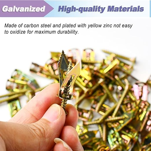 200 PCS Self Drilling Drywall Anchors with Screws, Upgraded Zinc Plated Steel Self Drilling Anchors, Easy Application No Drilling Required (100 pcs Steel Anchors and 100 pcs zinc Screws)