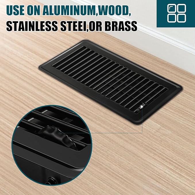VOISEN Floor Register 4x10, 4 Pack Black Floor Register Vents,Heavy Duty Steel Walkable Floor Vents,Vent Covers for Home Floor