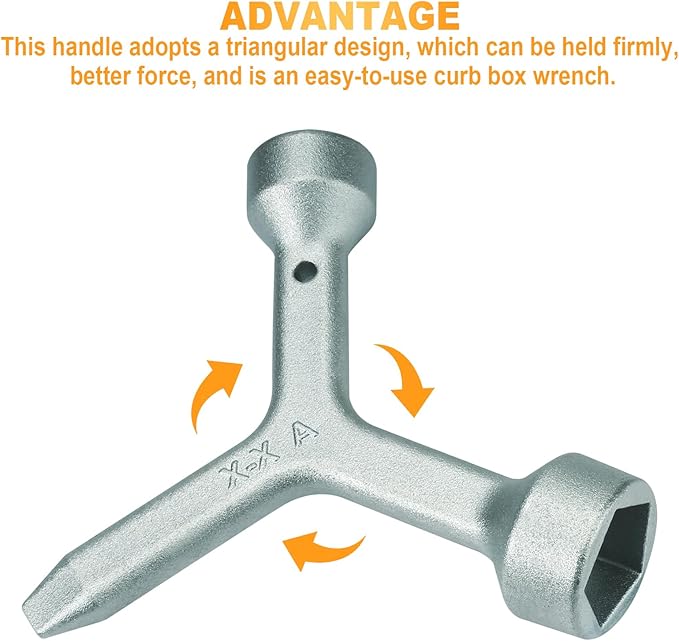MKF2 Meter Curb Box Key triangle curb box wrench,Electric Box Key Water Meter Key for meter pit lids and meter box lids and curb box