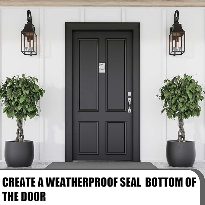 Replacement Door Bottom with Vinyl Fins 36" Long 1 3/4" Wide Threshold Seal Bottom of Door Weatherstrip Kerf Weather Stripping for 7/8" Between Barbs(2 Pcs,Black)