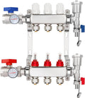 GCCSJ 3 Loops PEX Manifold Radiant Floor Heating Set Stainless Steel Heated Hydronic Heating