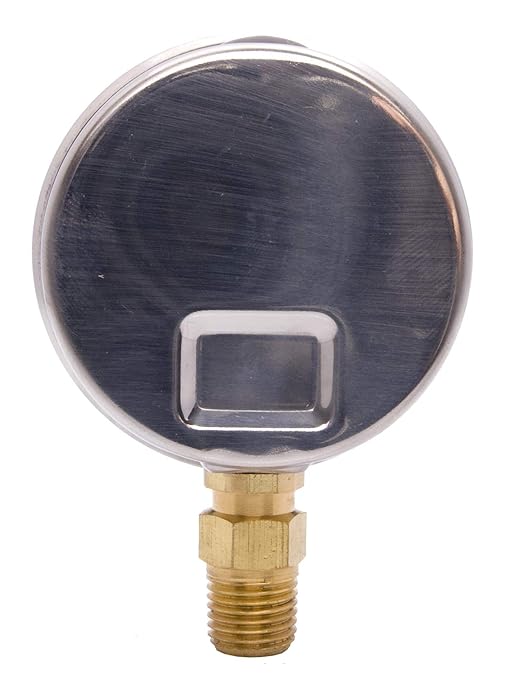 2-1/2" Oil Filled Pressure Gauge - Stainless Steel Case, Brass, 1/4" NPT, Lower Mount Connection, 0-5,000PSI