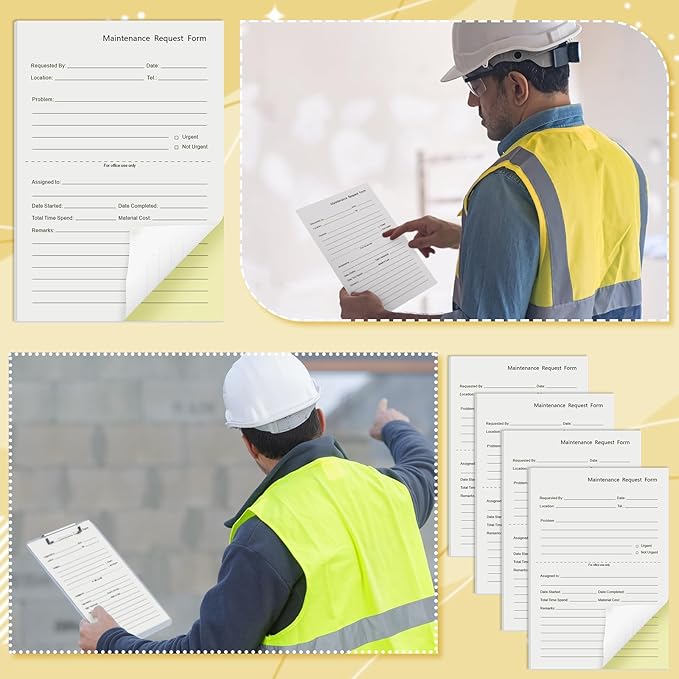 Clabby 400 Sets Maintenance Request Book/Forms/Slips, 2 Part Carbonless, 4. 7 x 7. 1 Inch Maintenance Log Books, Repair Request Forms, 50 Sets Each Pad, for Office Hospitals Management
