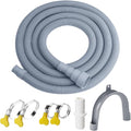 Washer Drain Hose, 8Feet Flexible Washing Machine Drain Hose Universal Dishwasher Hose Extension Kits Corrugated Washer Hoses W/ 1 Hose 4 Clamps 1 U-Bend Holder