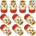 3/8" Quick Push to Connect Fittings Brass Union Straight Joint DOT Approved 3/8" Tube OD x 3/8" NPT Thread Air Line Adapter Air Suspension Kit for Truck Trailers and Air Brake System 10pcs