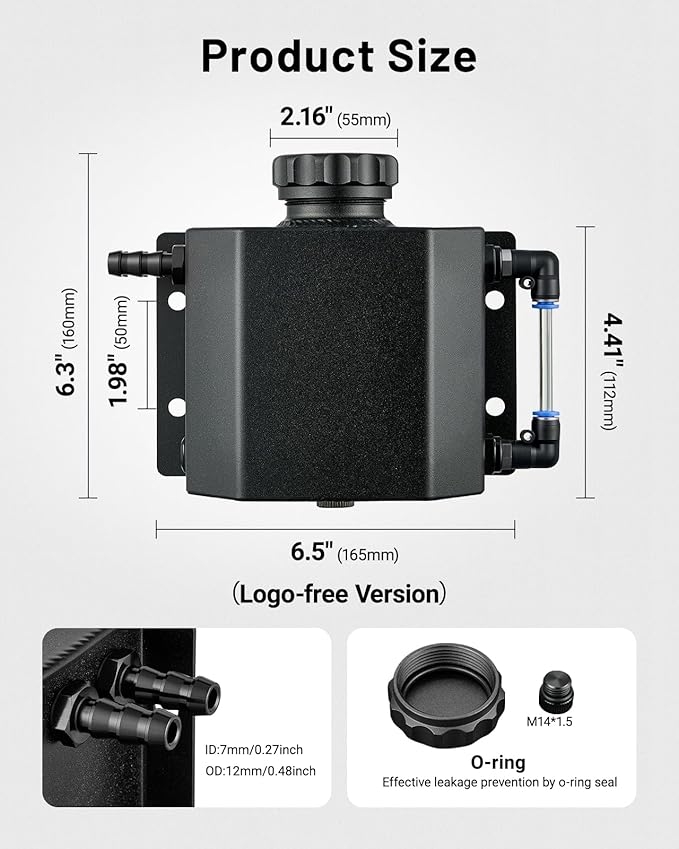 EVIL ENERGY Coolant Overflow Tank, Aluminum Radiator Tank, Reservoir Expansion Tank Universal 1L Black