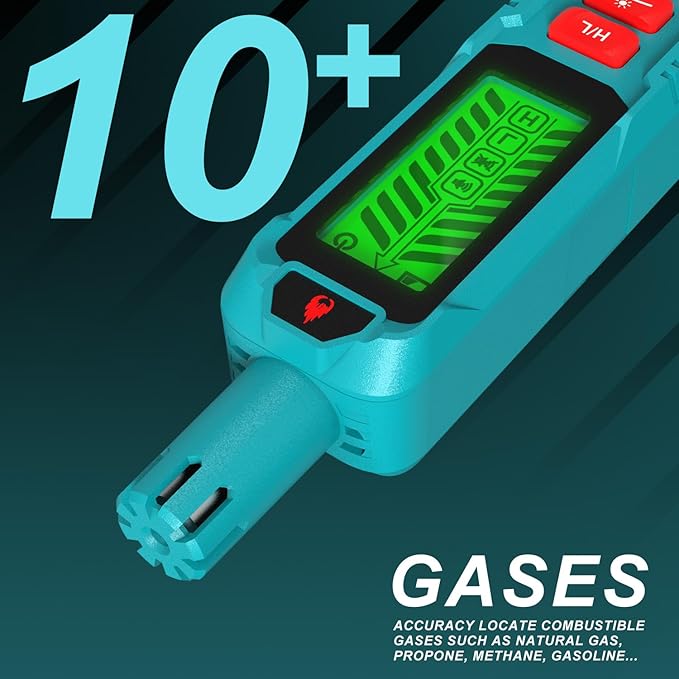 Kiprim Natural Gas Leak Detector Portable Gas Tester with Audible & Visual Alarm,H/L Sensitive Mode to Locate Combustible Sources Propane for Home,Batteries Included