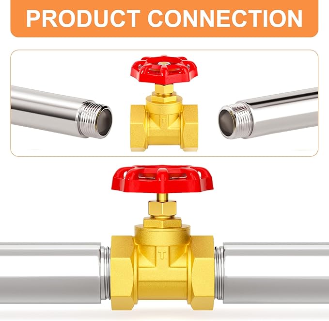 GASHER 1PCS Brass industrial Globe Valve, DN40 1-1/2" Female with Wheel Handle, Heavy Duty Globe Valve Tool For Water, Oil, Gas