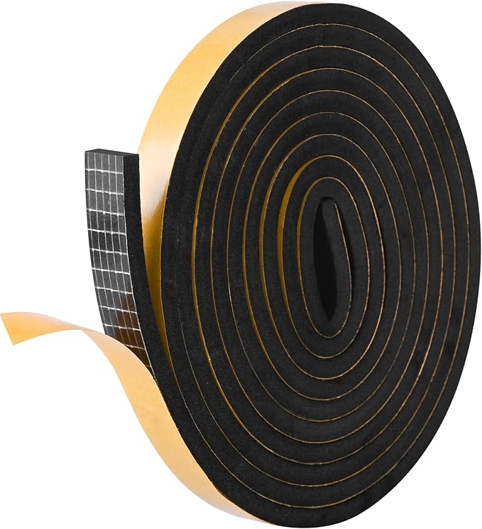 Kikerike Self Adhesive Foam Tape Weatherstrip 1/2In x 1/4In x 8.5Ft High Density Foam Insulation Strips Seal Weather Stripping with Strong Adhesive for Door and Window Sound Isolation Soundproofing
