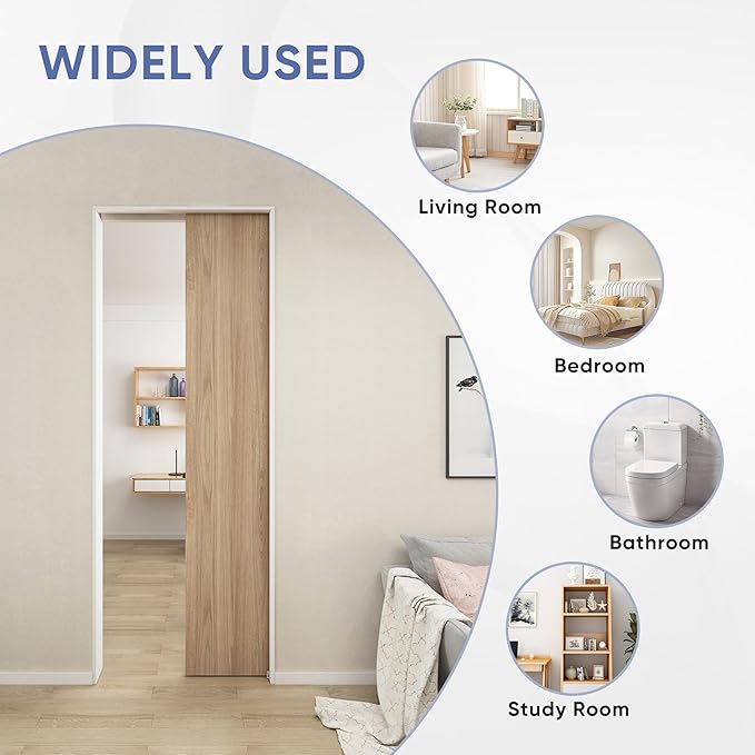 JUBEST 5FT Commercial Grade Pocket Door Hardware and Track Set, Sliding Door Hardware 56.7", Durable and Smoothly, Easy to Install