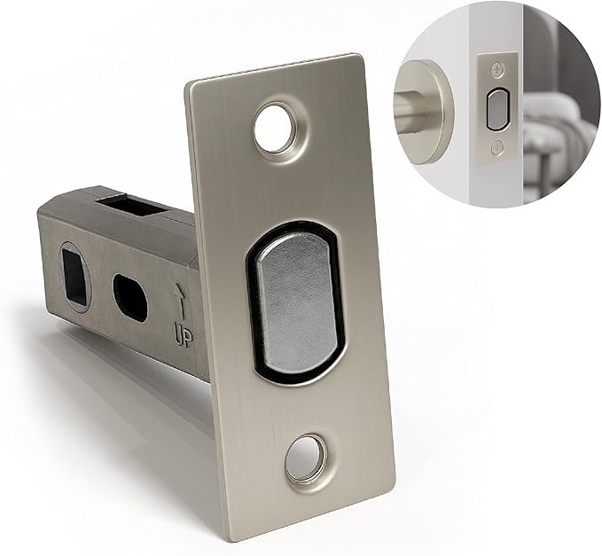 Mega Handles Magnetic Tubular Door Latch - 3 Inch Magnetic Exterior Door Latch, Standard Door Latch Replacement Suitable for Every Door Handle & Knob Brand - Satin Nickel