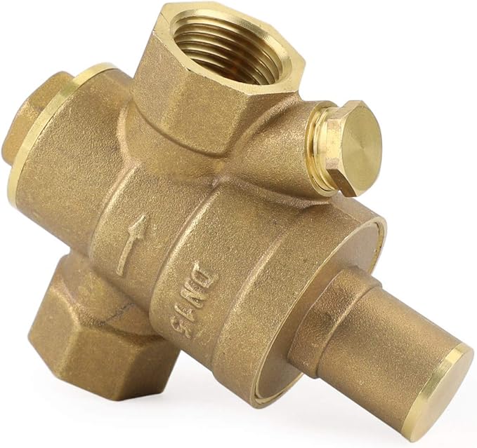 Topteng DN15 Brass Adjustable 1/2" Water Pressure Regulator Reducer With Gauge Meter