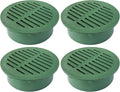 (4-Pack) Calvana 6” Plastic Round Drainage Grate Cover, Compatible with NDS 50, for Small Lawns, Landscaping, and Patios, Green