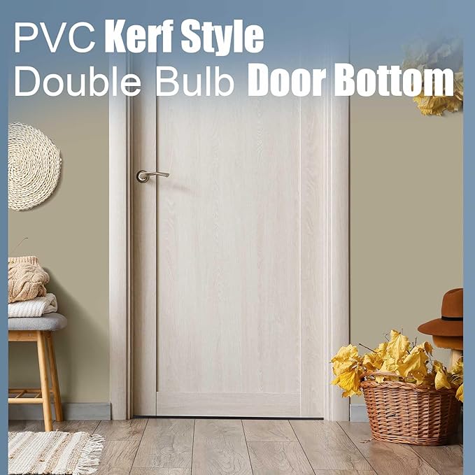 4 Pcs 36" Double Bubble Kerf Door Sweep 1-3/4" Wide Vinyl Weatherstrip Seal for Exterior Doors, Energy Efficient Draft Stopper, Easy Slide in Installation, Blocks Dust/insects/noise (Black)