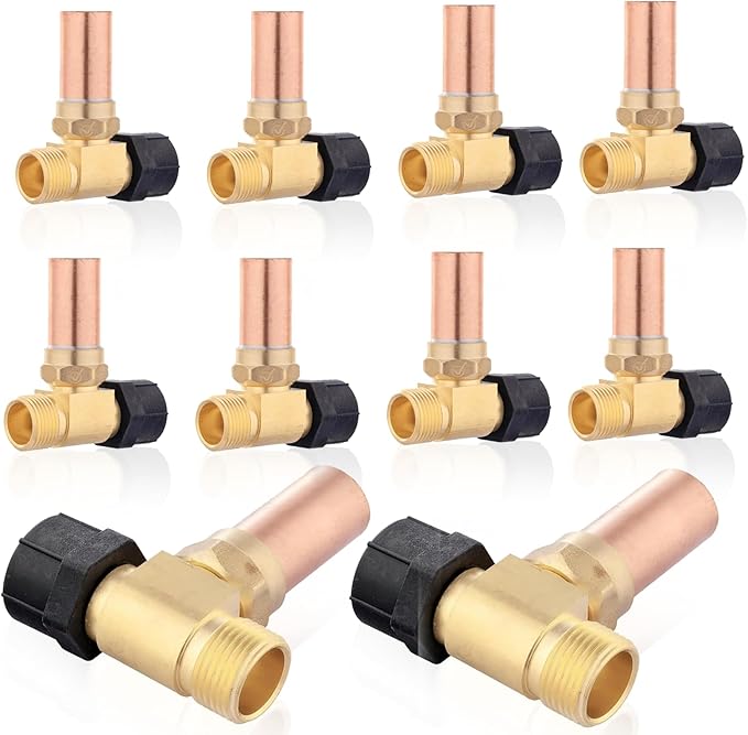 Water Hammer Arrestor,7/8" Female Swivel Ballcock Nut X 3/4" Male Thread Copper Water Arrestor for Toilet Connection(10PACK,Copper Arrestor)(HAMMER024-10Pack)