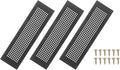PATIKIL 12 x 3 Inch Door Air Vent Cover, 3 Pcs Aluminum Grille Ventilation Cover Louvered Diamond Hole with Mounting Screws for Cabinet Wardrobe Ceiling Door, Black