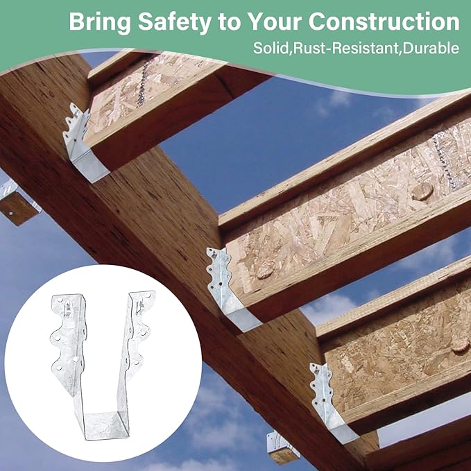25 PCS 2"x6"Joist Hanger,20 Gauge Double Shear Face Mount Rafter Hanger for Deck Brackets,Rafter Brackets,Hurricane Ties for rafters