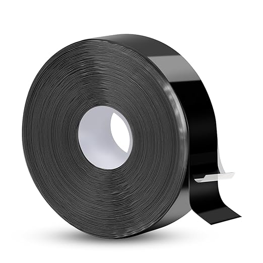 Self Fusing Silicone Tape Waterproof, Rescue Tape, 1" x 36 Feet Black, Self Amalgamating Tape, Silicone Rubber for Sealing Pipes, Hose Repair, Outdoor Coax and Electrical Cables