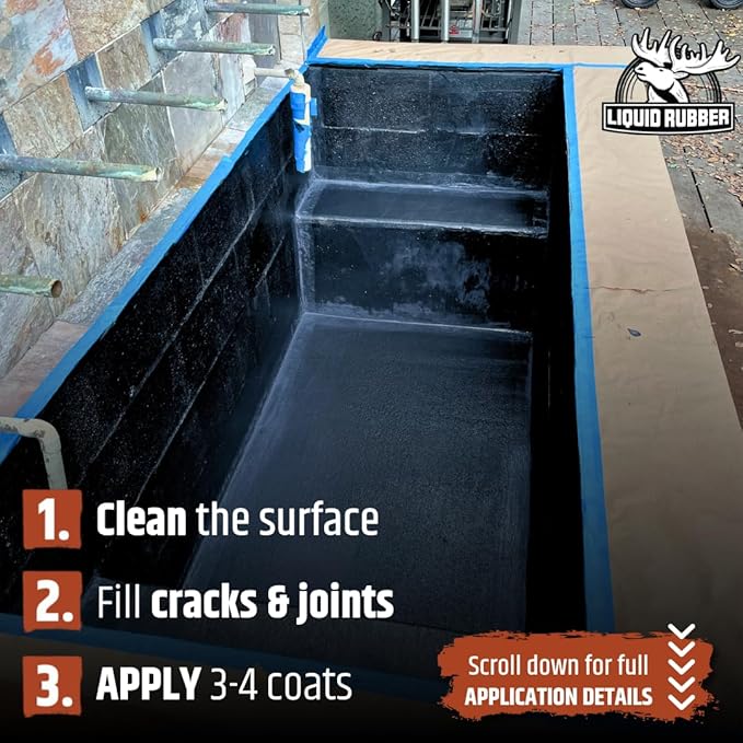 Liquid Rubber NeoPond Waterproof Pond Sealant - Fish and Plant Safe Waterproofing Membrane Sealer for Ponds and Water Features, Black, 5 Gallon