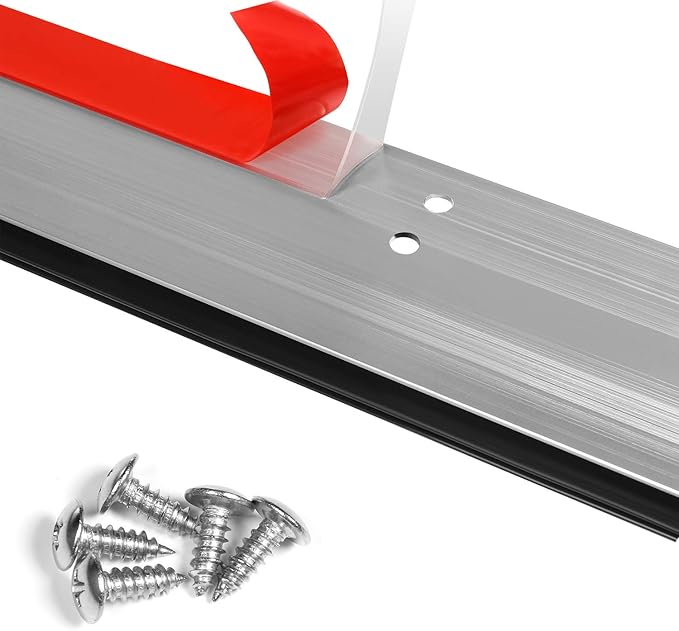 Metal Door Draft Stopper Bottom Mice Seal Strip Noise Blocker, Aluminium Mouse Sweep 2" W x 36" L, Silver