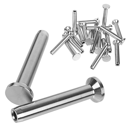 BLIKA 20Pack 1/8" Stainless Steel Stemball Swage Dead Ends for Deck Cable Railing, Invisible Cable Railing Hardware for Wood/Metal Posts, 1/8" Stemball Swage Terminal, Stemball Swage Cable Railing