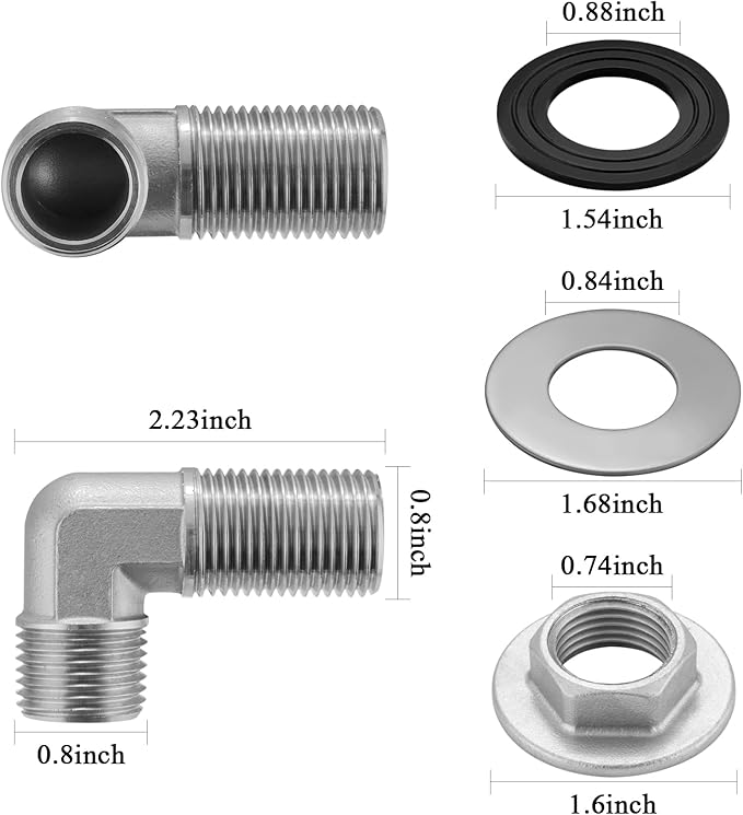 Wall Mount Commercial Faucet Installation Kit,304 Stainless Steel 90 dergee Backsplash Mount Set for Stainless Steel Commercial Kitchen Prep & Utility Sink,Lead-Free 2 Pack