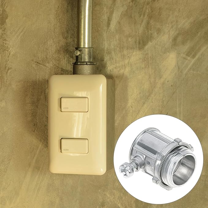 QWORK EMT Set Screw Connectors, 1/2" Zinc Die Cast, 25 Pcs Electrical Conduit Fitting, High Voltage & Easy Installation for EMT Conduit
