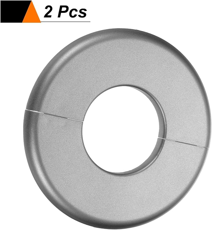 HARFINGTON 2pcs Wall Split Flange 44mm/1.7" Self-Adhesive Plumbing Cover Plates ABS Plastic Round Escutcheon Plate Buckle Design for Water Pipe Bathroom Kitchen Decoration, Gray