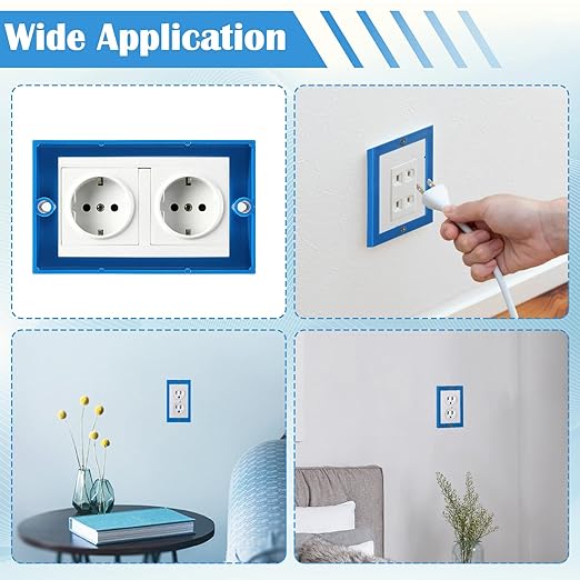 OwnMy 4PCS 1/2" Electrical Outlet Box Extenders, 1 Gang Electric Box Extenders with 8 Screws, Single Gang Receptacle Outlet Extenders for Electrical Box and Power Socket Switch, Blue