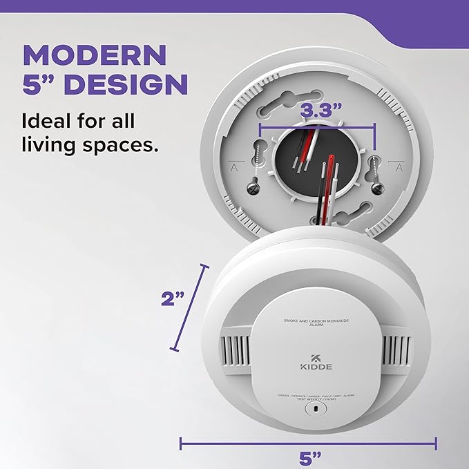 Kidde Hardwired Smoke & Carbon Monoxide Detector for Home, Voice Alerts, 2 AA Battery Backup, 3-Pack