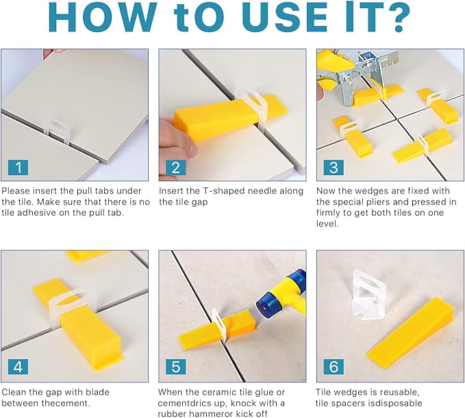 Upgraded Tile Leveling System 1/8" Kit - 1500 Spacers, 300 Reusable Wedges & Floor Tile Pliers for Bathroom, Living Room Tile Installation(300+1500, 1/8)